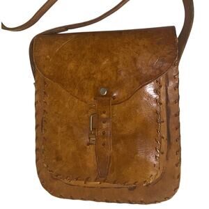 Vintage Handmade Leather Crossbody Satchel Bag Unisex